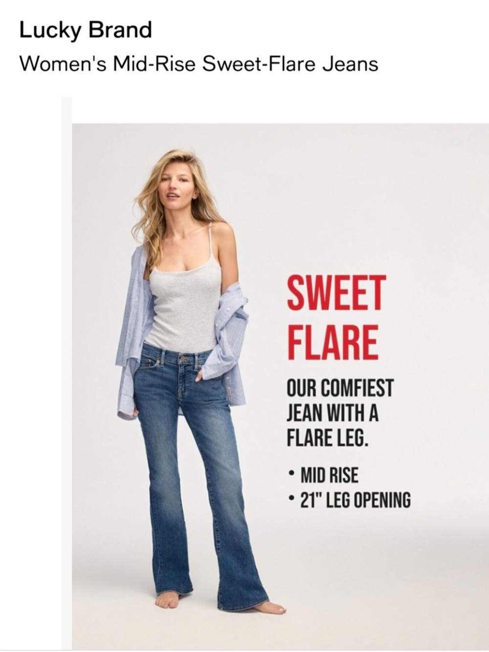 Lucky Brand Sweet-Flare Mid-Rise Jeans - Medium Blue